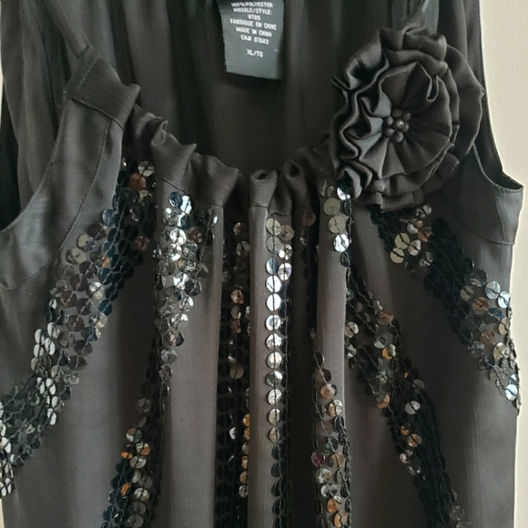 Thanx Collection Dress Tank Top Sparkle Elastic Waist Boho Flower Women Size XL - Picture 3 of 11